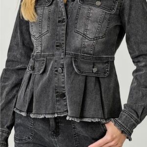 Women's Black Denim peplum Jacket